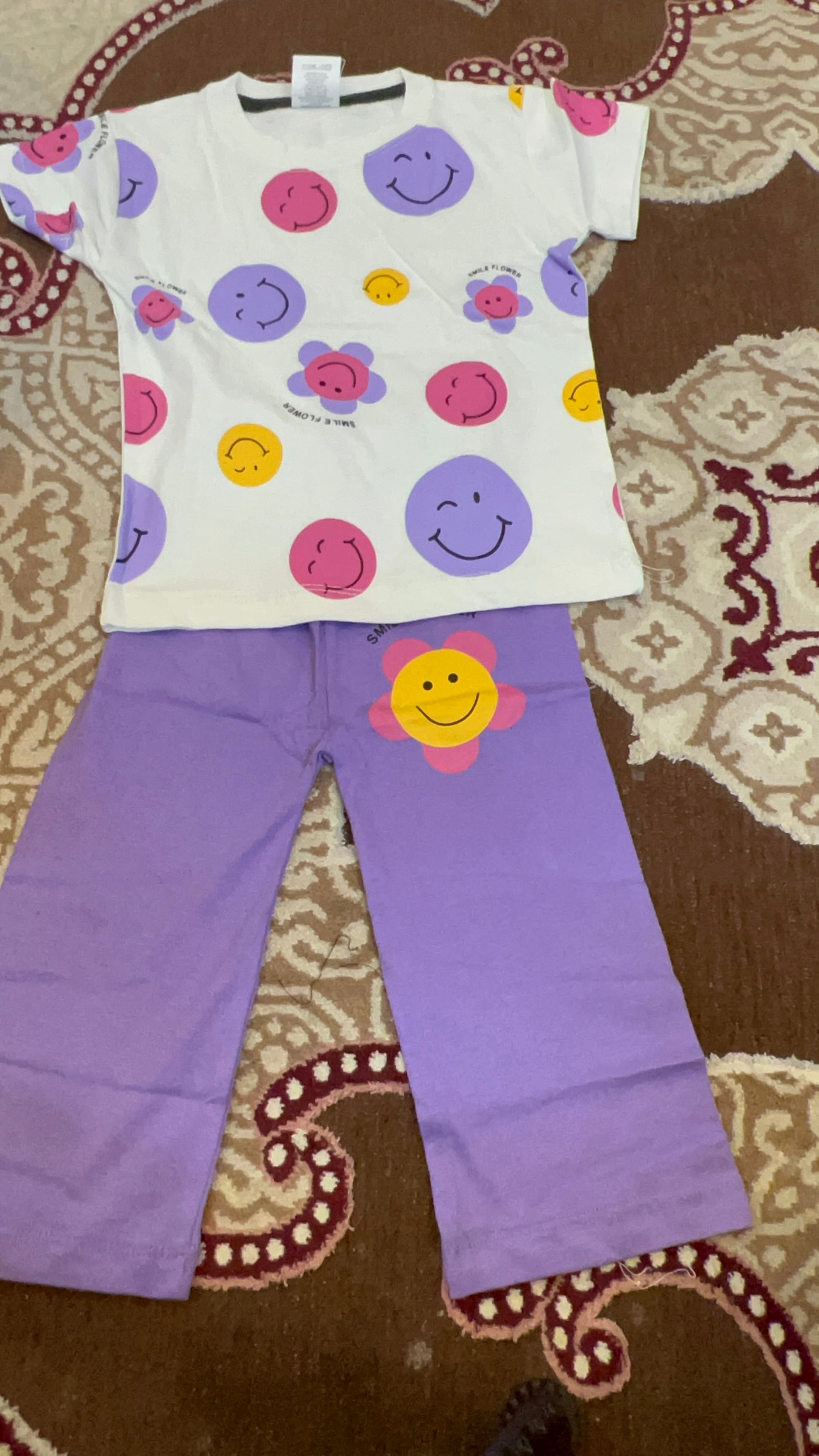 2pc Suit Smiley Print soft Fabric