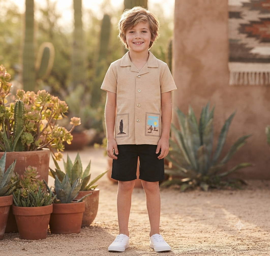 safari collar/revere polo shirt