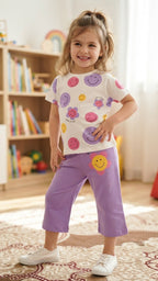 2pc Suit Smiley Print soft Fabric