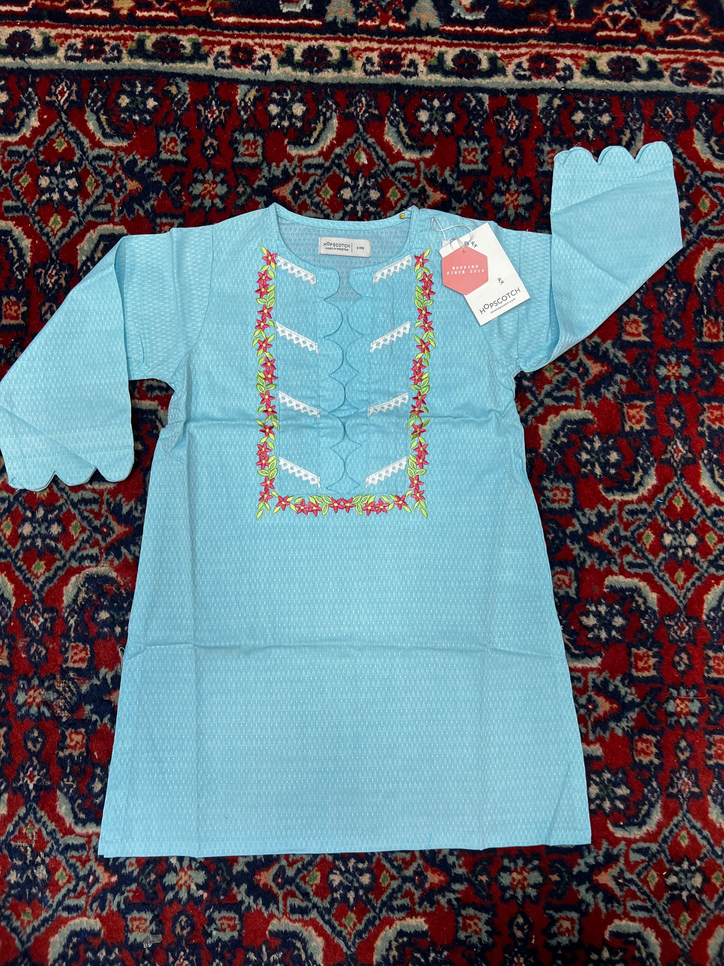 Hopscotch Cotton Embroidered Kurti