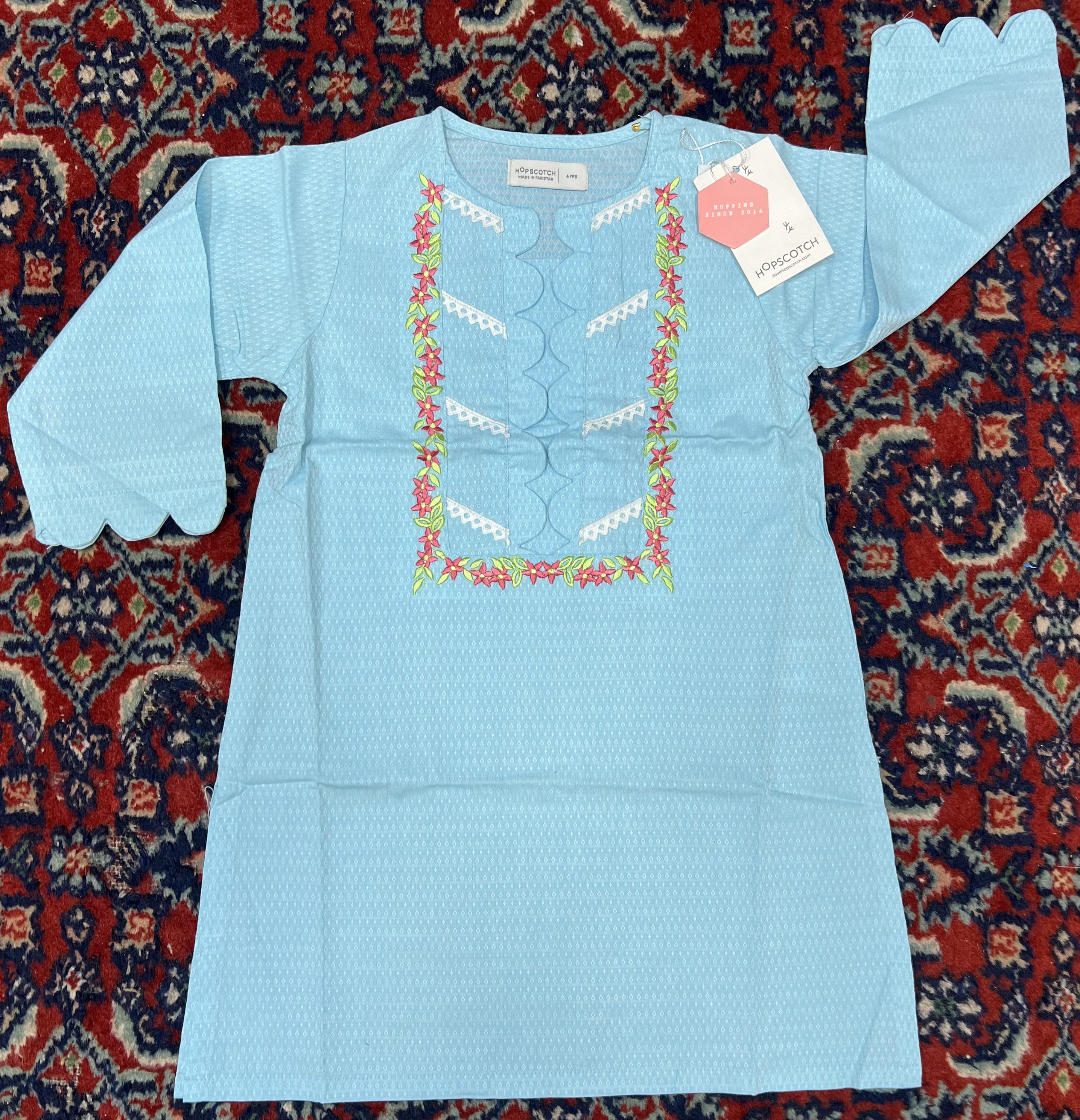 Hopscotch Cotton Embroidered Kurti